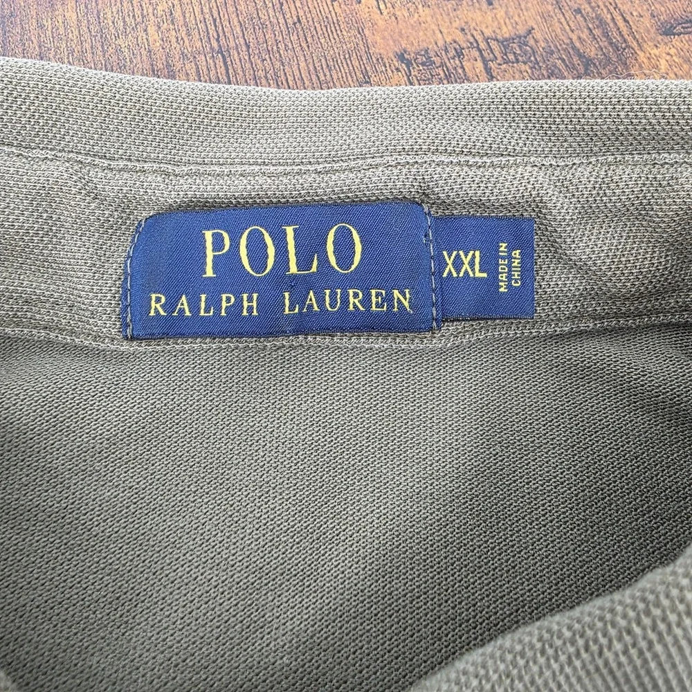 Polo Ralph Lauren Shirt Men XXL Olive Green Popover Featherweight Mesh‎
